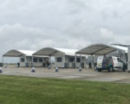 NHS Covid-19 drive-through testing facility installation